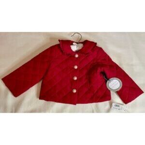 Edgehill Collection Quilted Kids Jacket Red 12 M Toddler Coat Buttons Winter